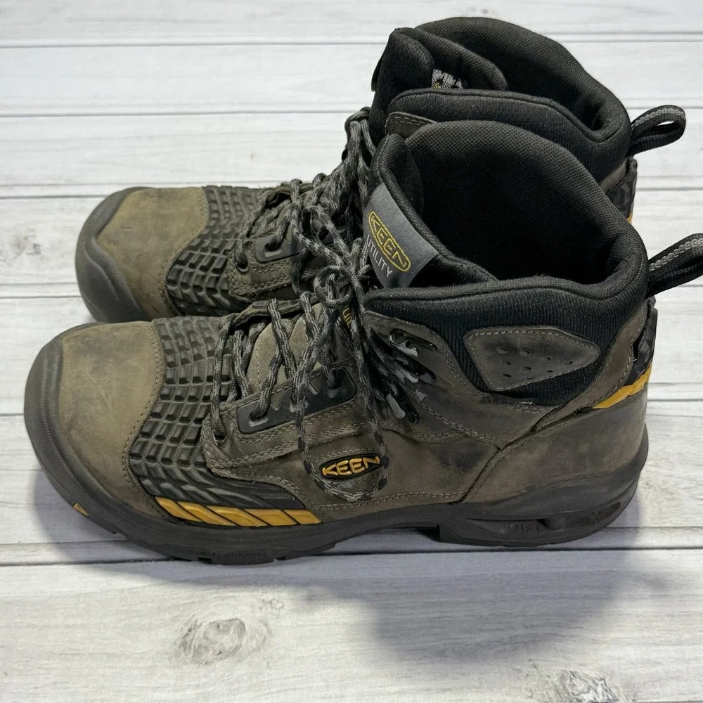 KEEN Troy Work Boots Men 11.5 Gray Waterproof Composite Toe Heavy Duty Utility